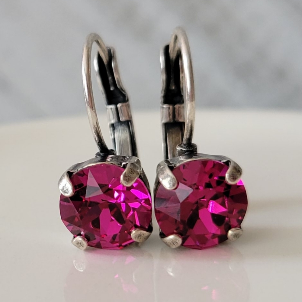 Austrian Crystal Earrings in Antiwue Silver
